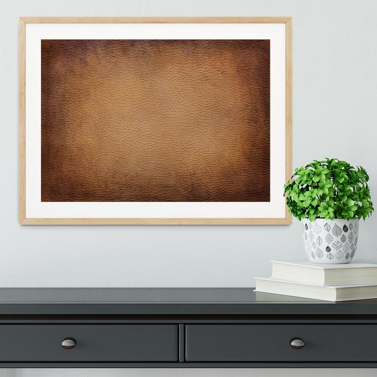 Old vintage brown leather Framed Print - Canvas Art Rocks - 3