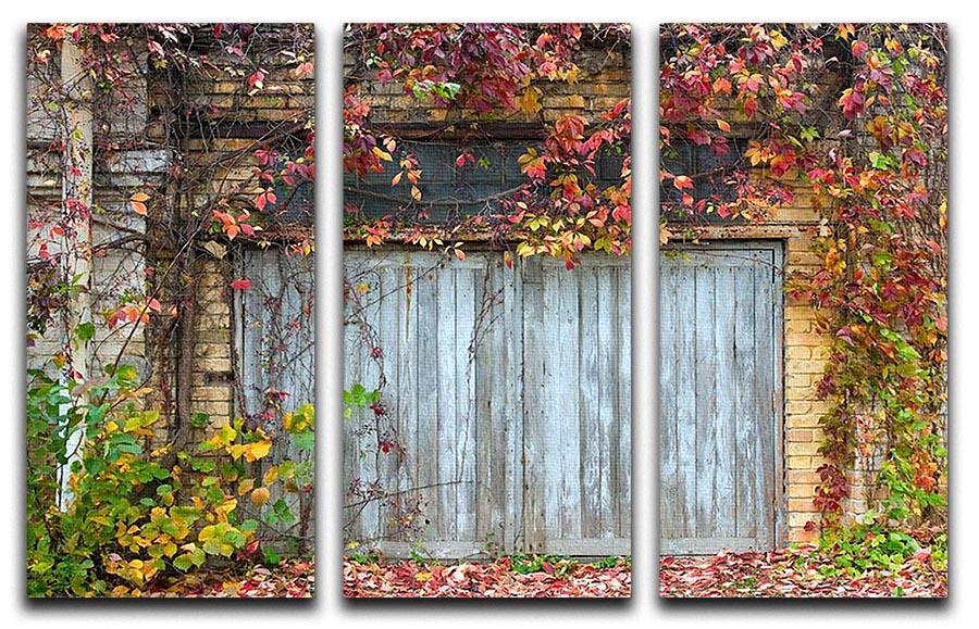 Old wooden door with a brick 3 Split Panel Canvas Print - Canvas Art Rocks - 1