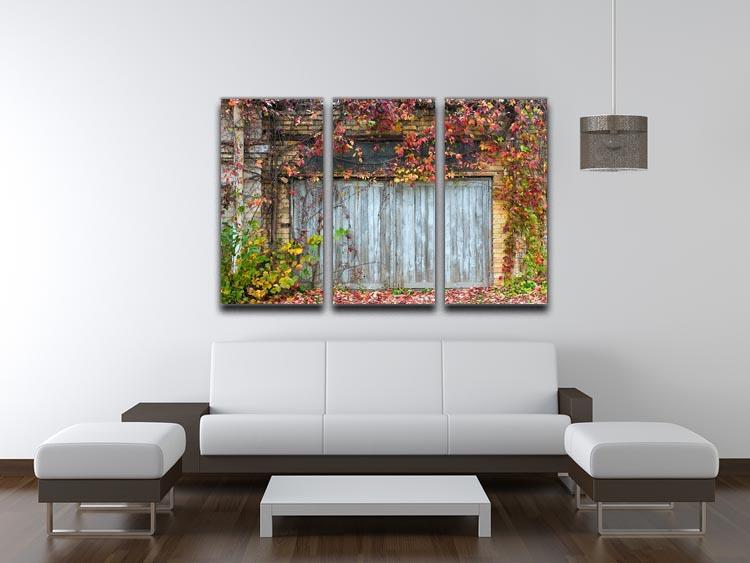 Old wooden door with a brick 3 Split Panel Canvas Print - Canvas Art Rocks - 3