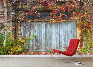 Old wooden door with a brick Wall Mural Wallpaper - Canvas Art Rocks - 2