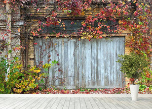 Old wooden door with a brick Wall Mural Wallpaper - Canvas Art Rocks - 4