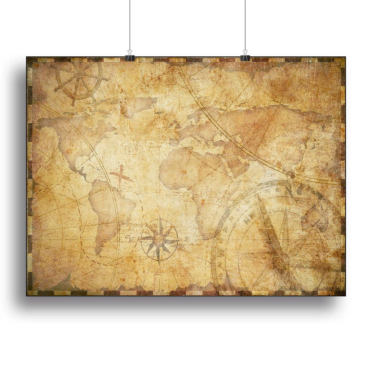 old nautical treasure map illustration Canvas Print or Poster