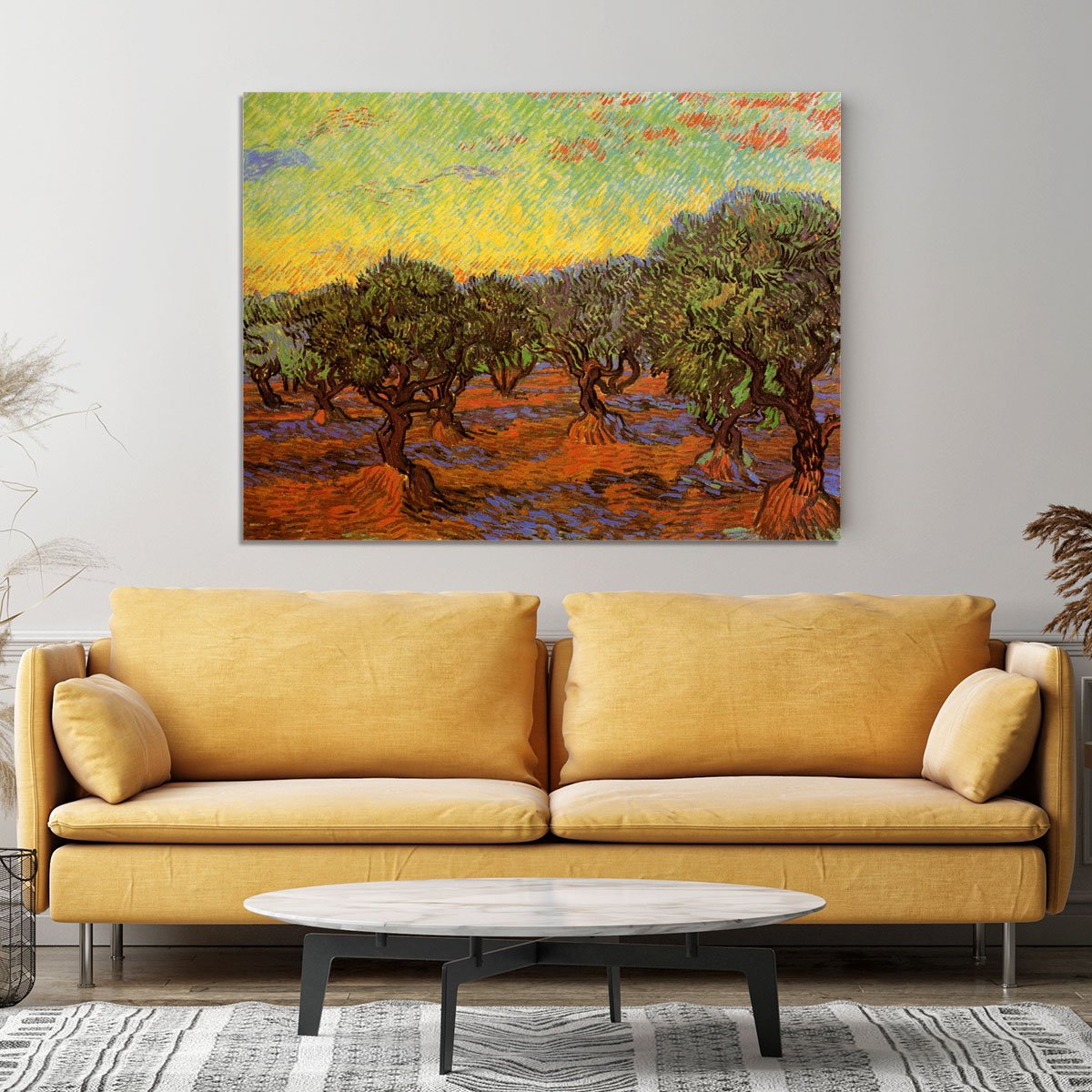 Olive Grove Orange Sky by Van Gogh Canvas Print or Poster