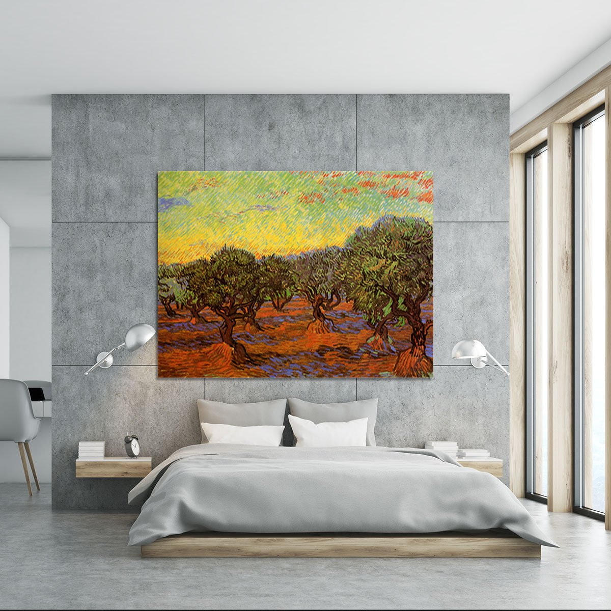 Olive Grove Orange Sky by Van Gogh Canvas Print or Poster