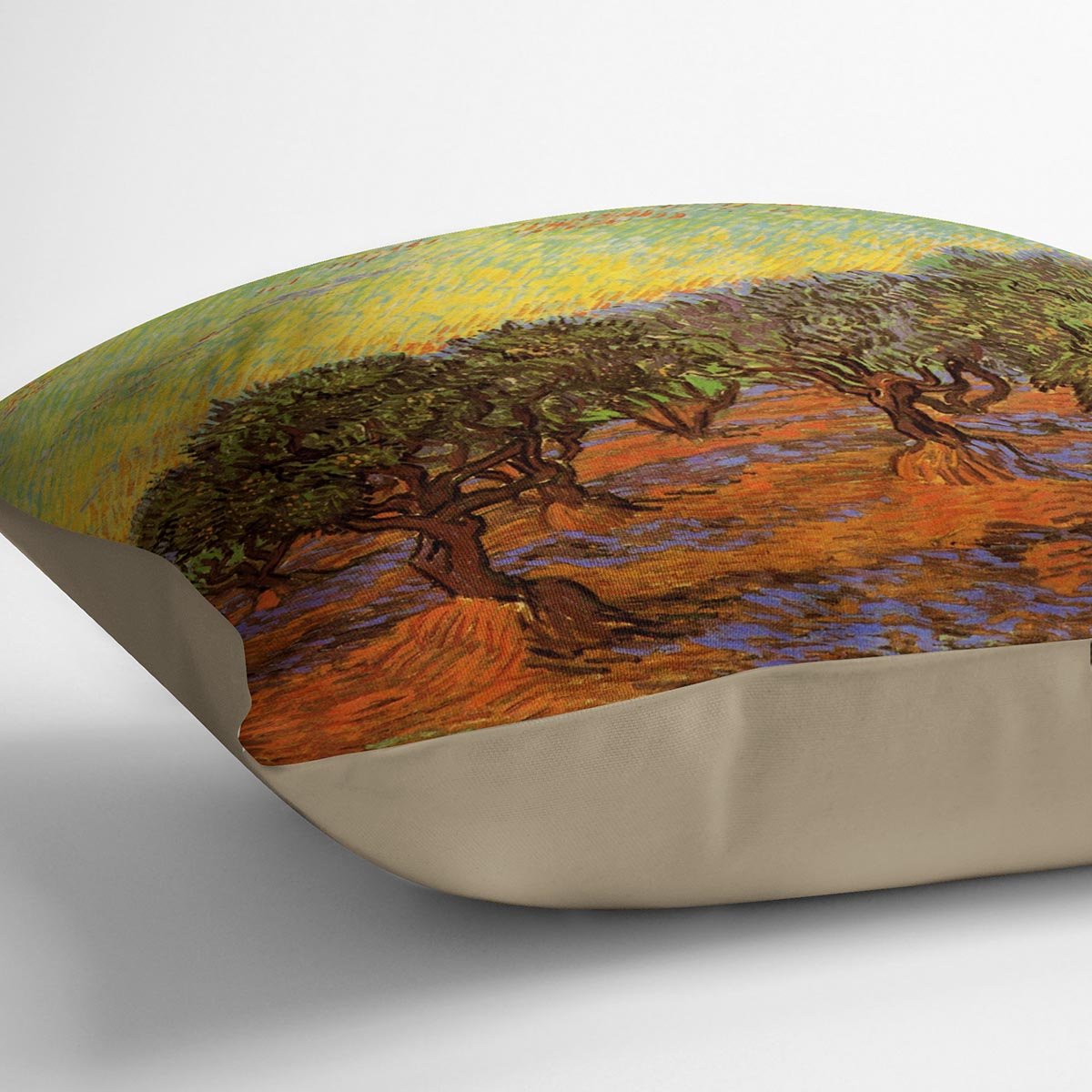 Olive Grove Orange Sky by Van Gogh Throw Pillow
