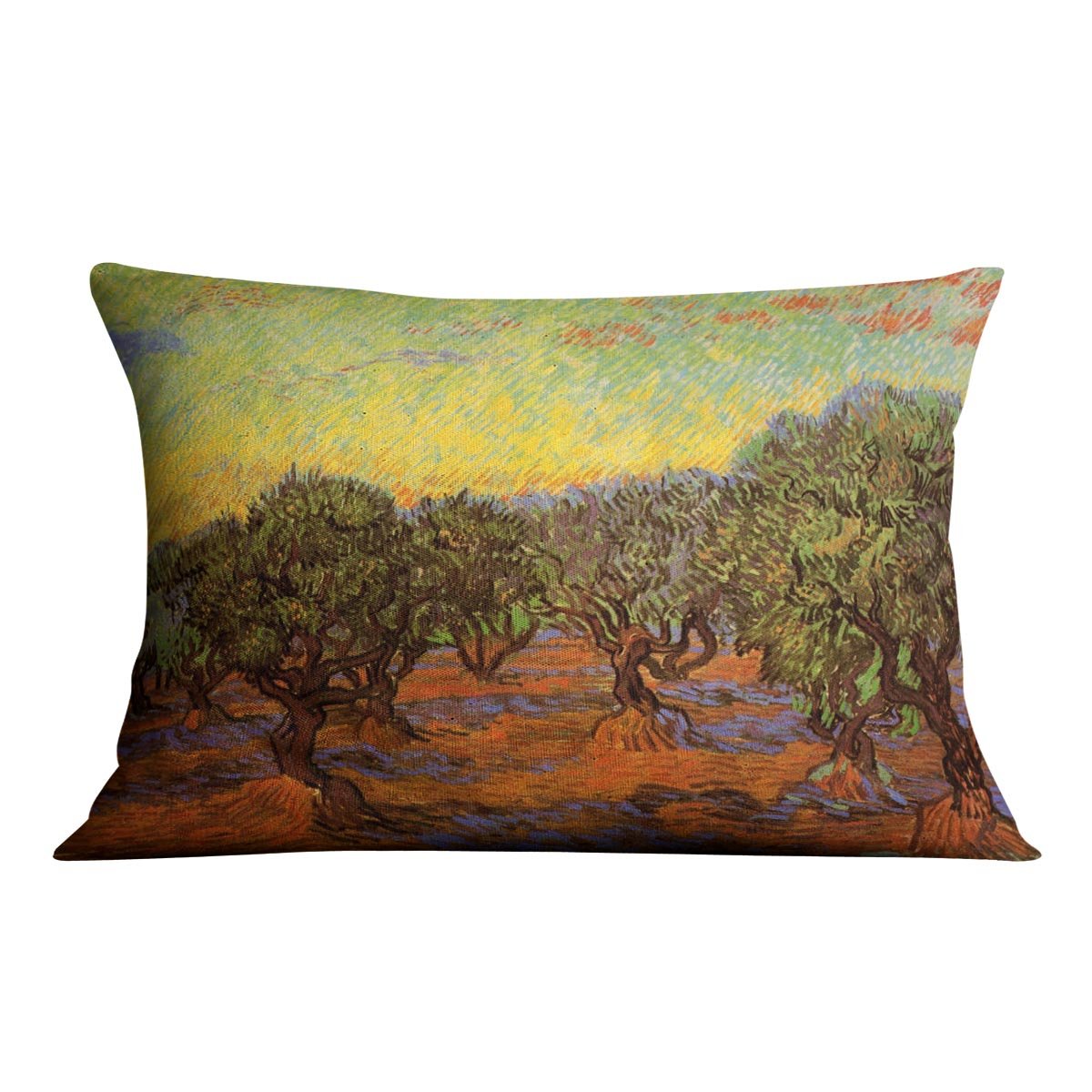 Olive Grove Orange Sky by Van Gogh Throw Pillow
