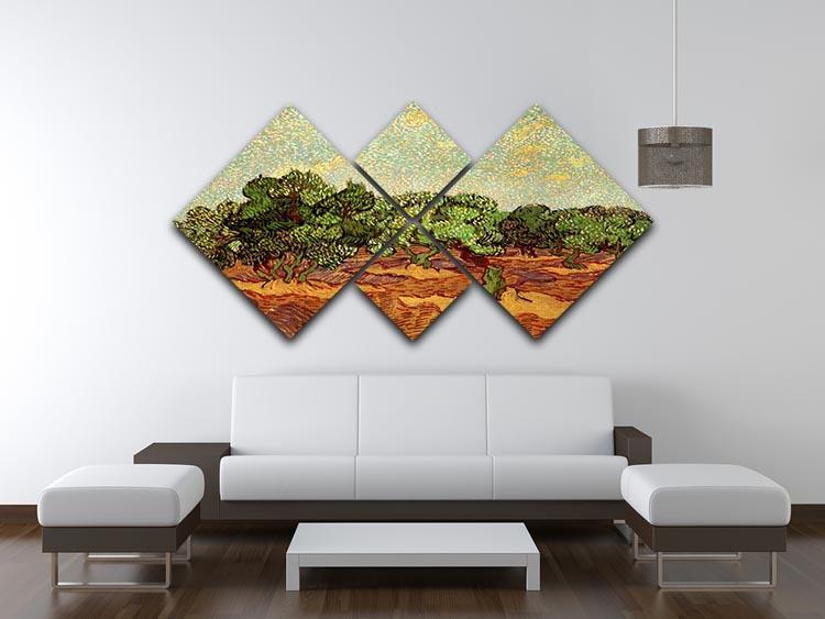 Olive Grove Pale Blue Sky by Van Gogh 4 Square Multi Panel Canvas - Canvas Art Rocks - 3