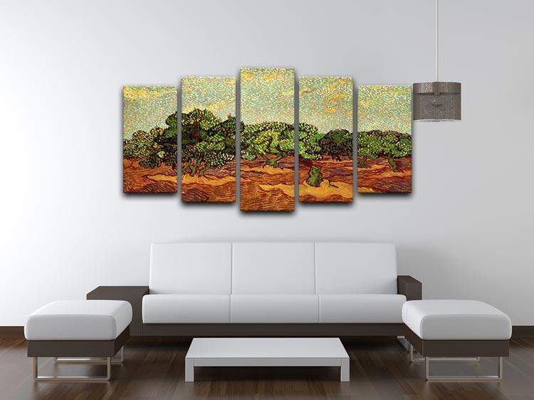 Olive Grove Pale Blue Sky by Van Gogh 5 Split Panel Canvas - Canvas Art Rocks - 3