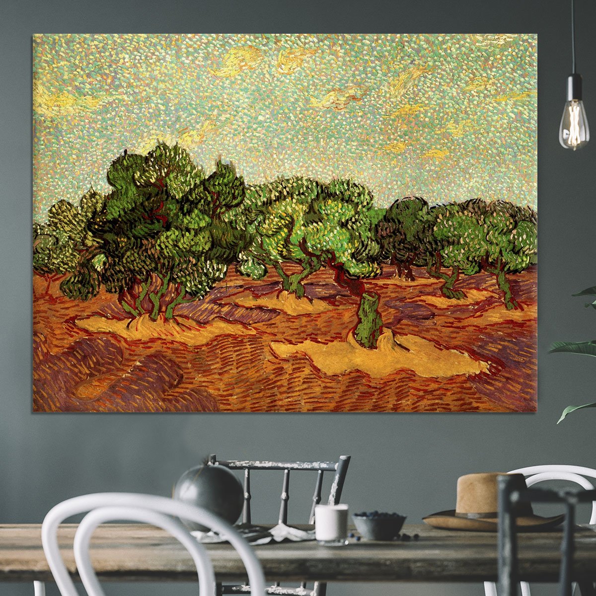 Olive Grove Pale Blue Sky by Van Gogh Canvas Print or Poster