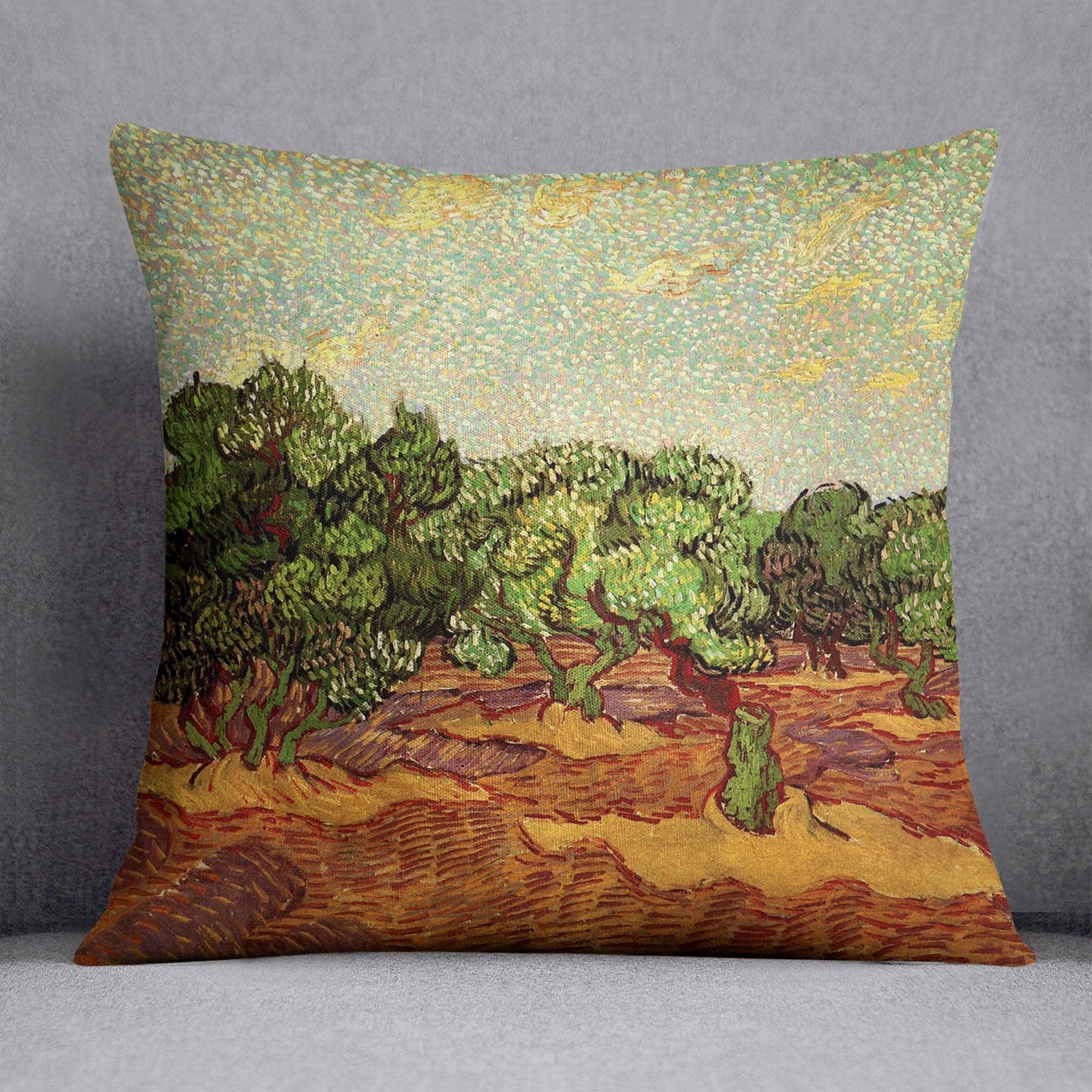 Olive Grove Pale Blue Sky by Van Gogh Throw Pillow