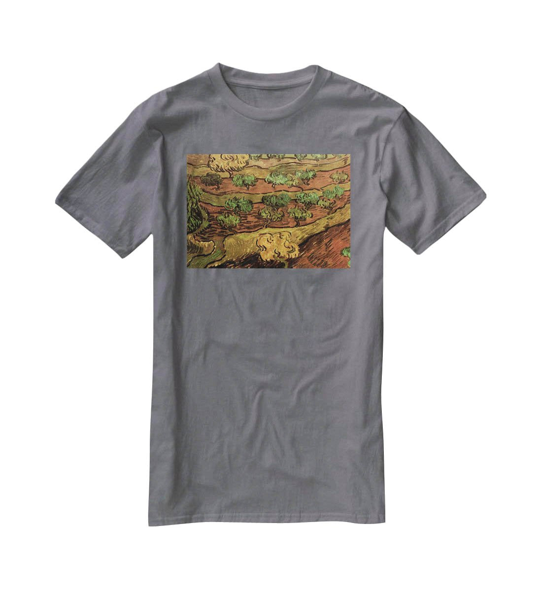 Olive Trees against a Slope of a Hill by Van Gogh T-Shirt - Canvas Art Rocks - 3