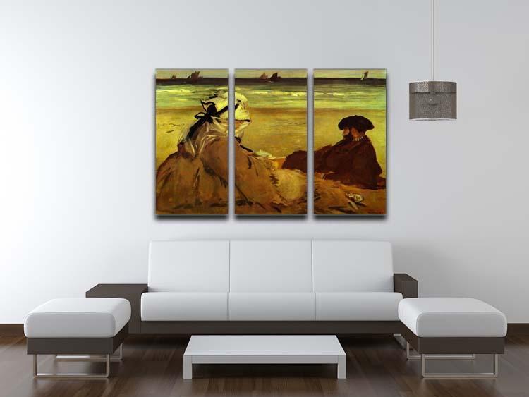 On the beach by Edouard Manet 3 Split Panel Canvas Print - Canvas Art Rocks - 3
