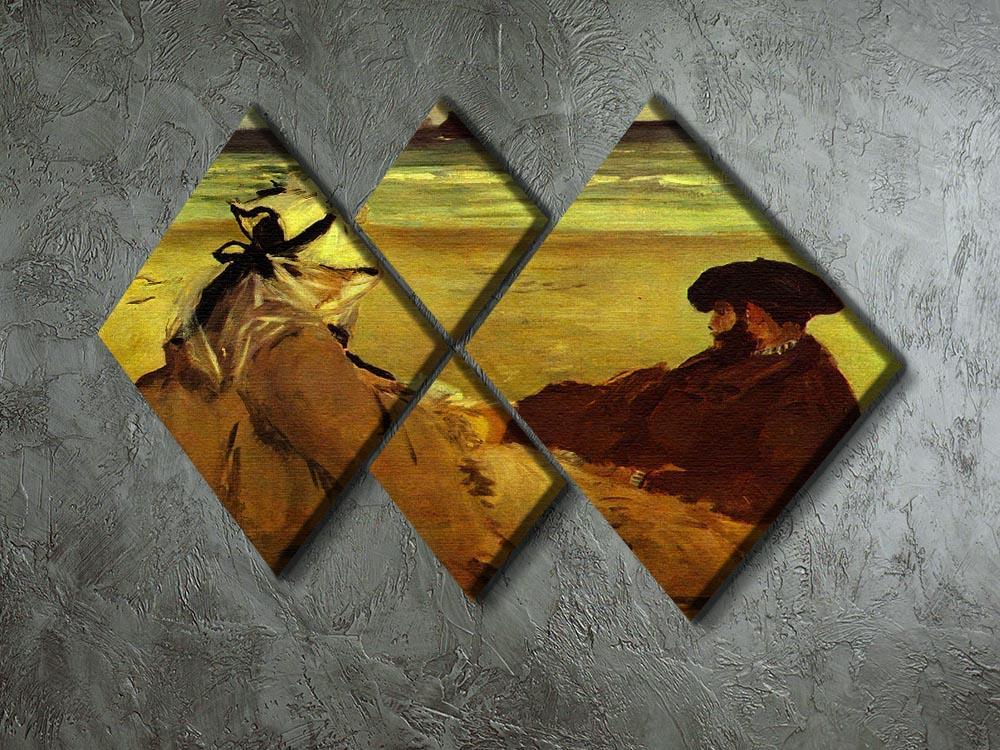 On the beach by Edouard Manet 4 Square Multi Panel Canvas - Canvas Art Rocks - 2