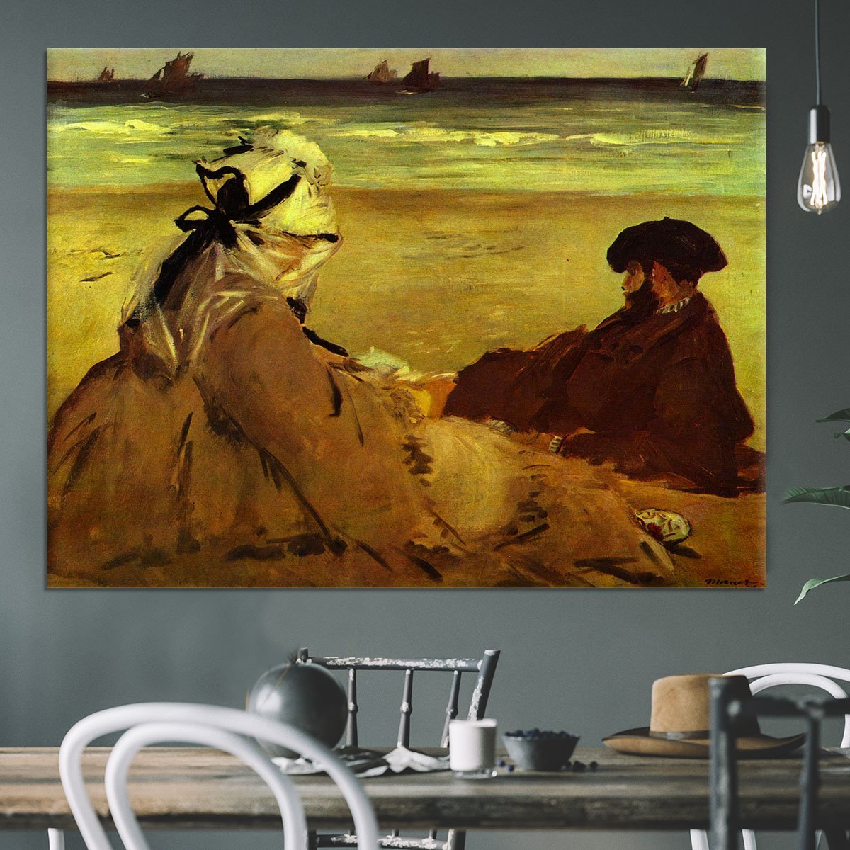 On the beach by Edouard Manet Canvas Print or Poster