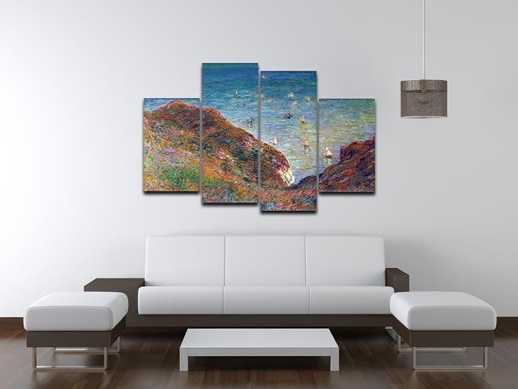 On the cliffs of Pour Ville Fine weather by Monet 4 Split Panel Canvas - Canvas Art Rocks - 3