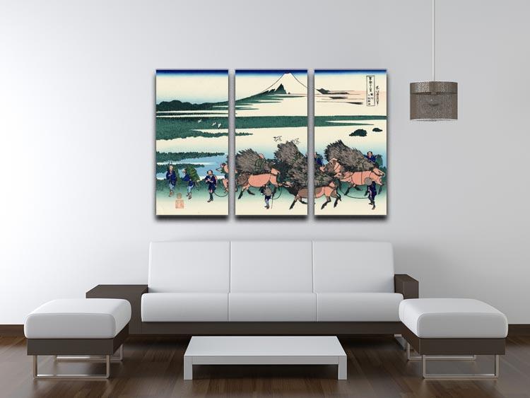 Ono Shindon in the Suraga province by Hokusai 3 Split Panel Canvas Print - Canvas Art Rocks - 3