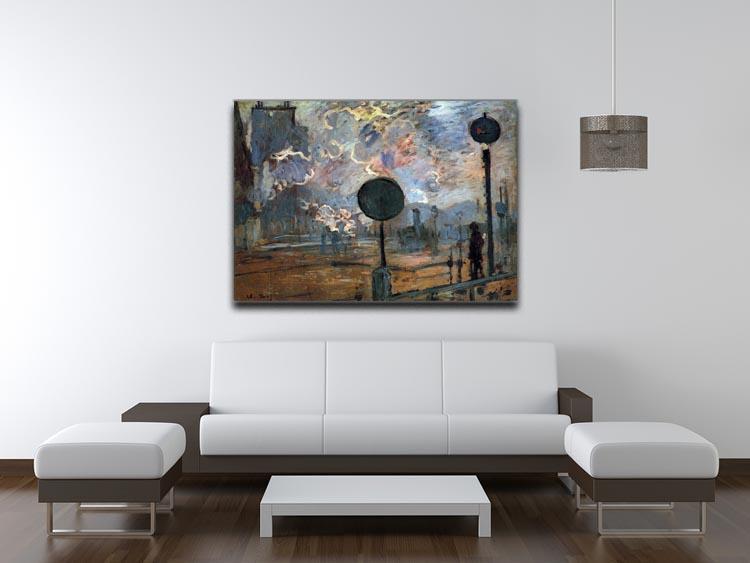 Outside the station Saint Lazare The signal by Monet Canvas Print & Poster - Canvas Art Rocks - 4