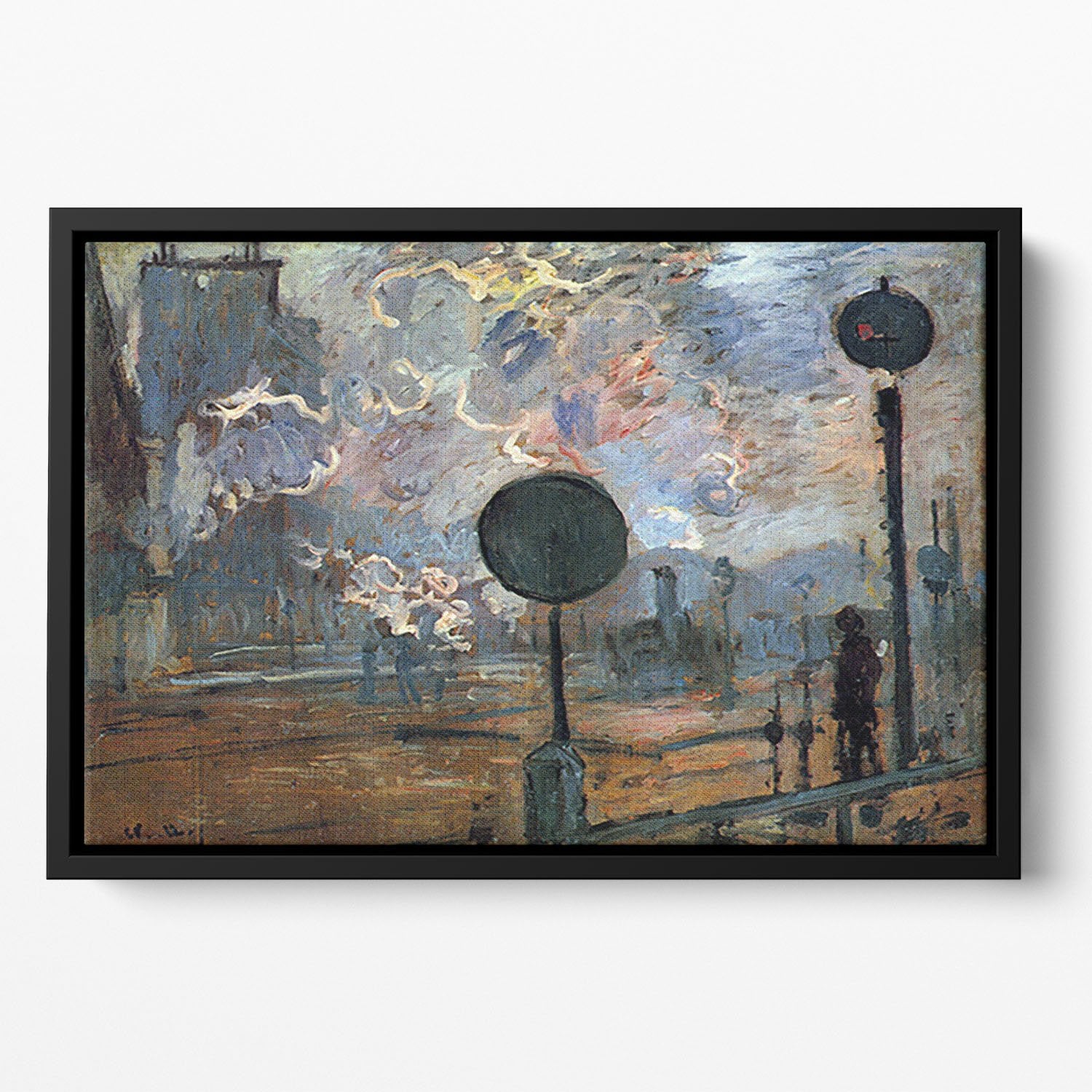 Outside the station Saint Lazare The signal by Monet Floating Framed Canvas