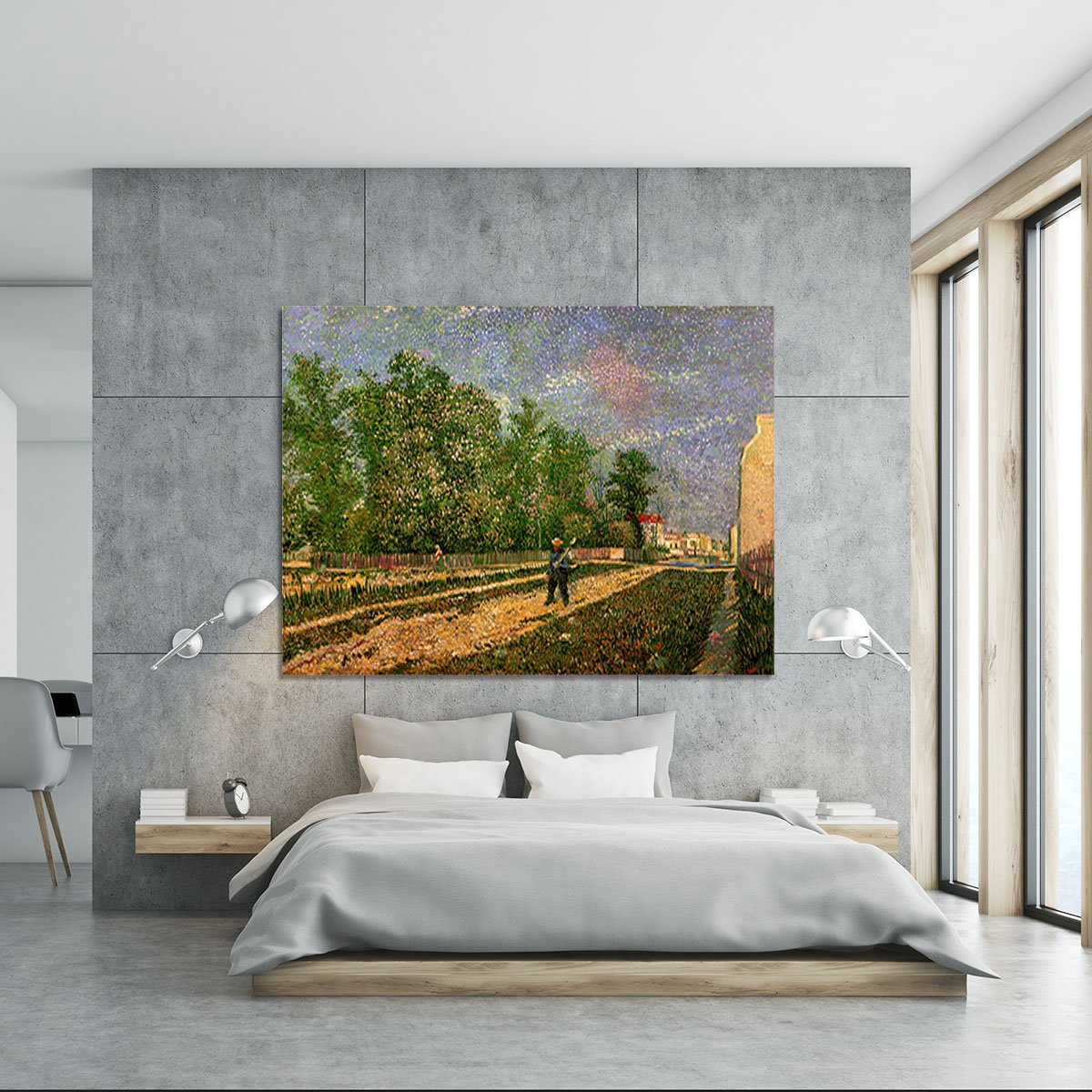 Outskirts of Paris Road with Peasant Shouldering a Spade by Van Gogh Canvas Print or Poster