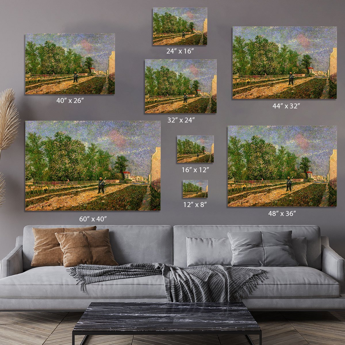 Outskirts of Paris Road with Peasant Shouldering a Spade by Van Gogh Canvas Print or Poster