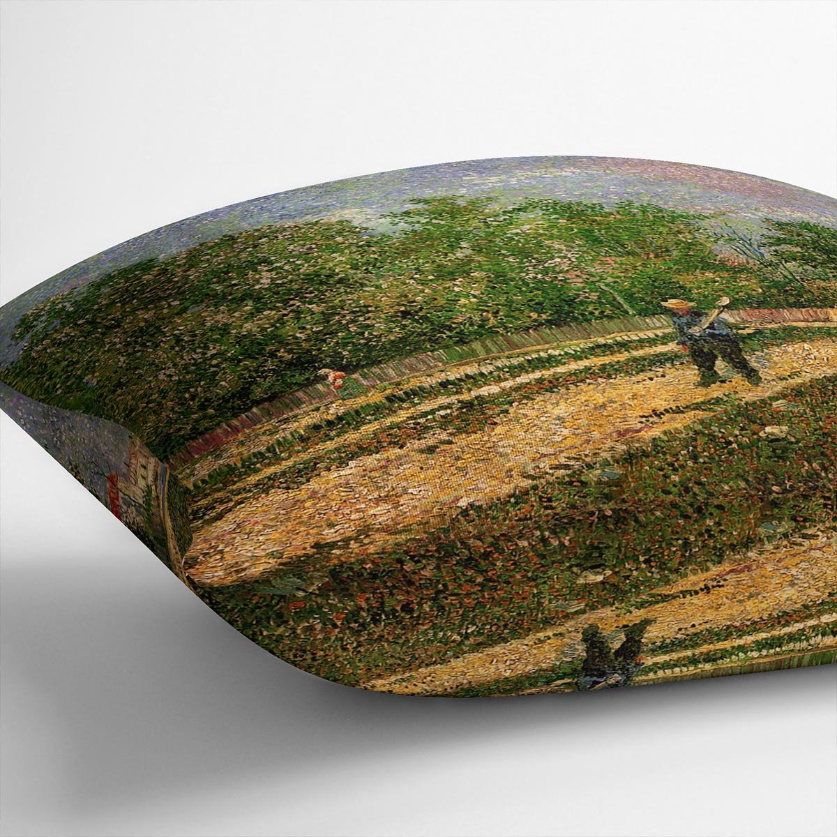 Outskirts of Paris Road with Peasant Shouldering a Spade by Van Gogh Throw Pillow