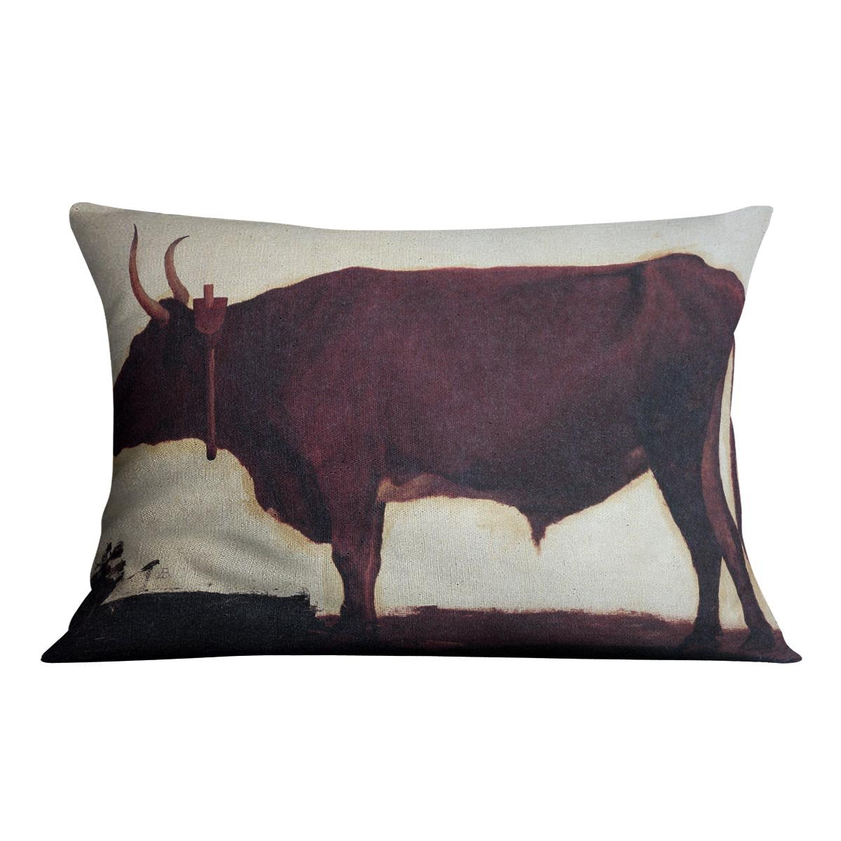 Ox by Bierstadt Cushion - Canvas Art Rocks - 4