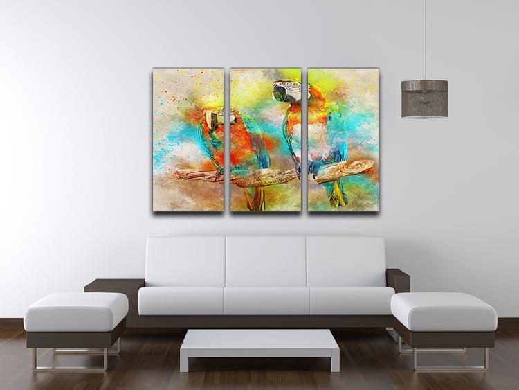 Pair Of Parrots 3 Split Panel Canvas Print - Canvas Art Rocks - 3