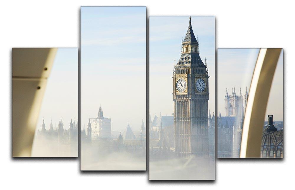 Palace of Westminster in fog 4 Split Panel Canvas  - Canvas Art Rocks - 1