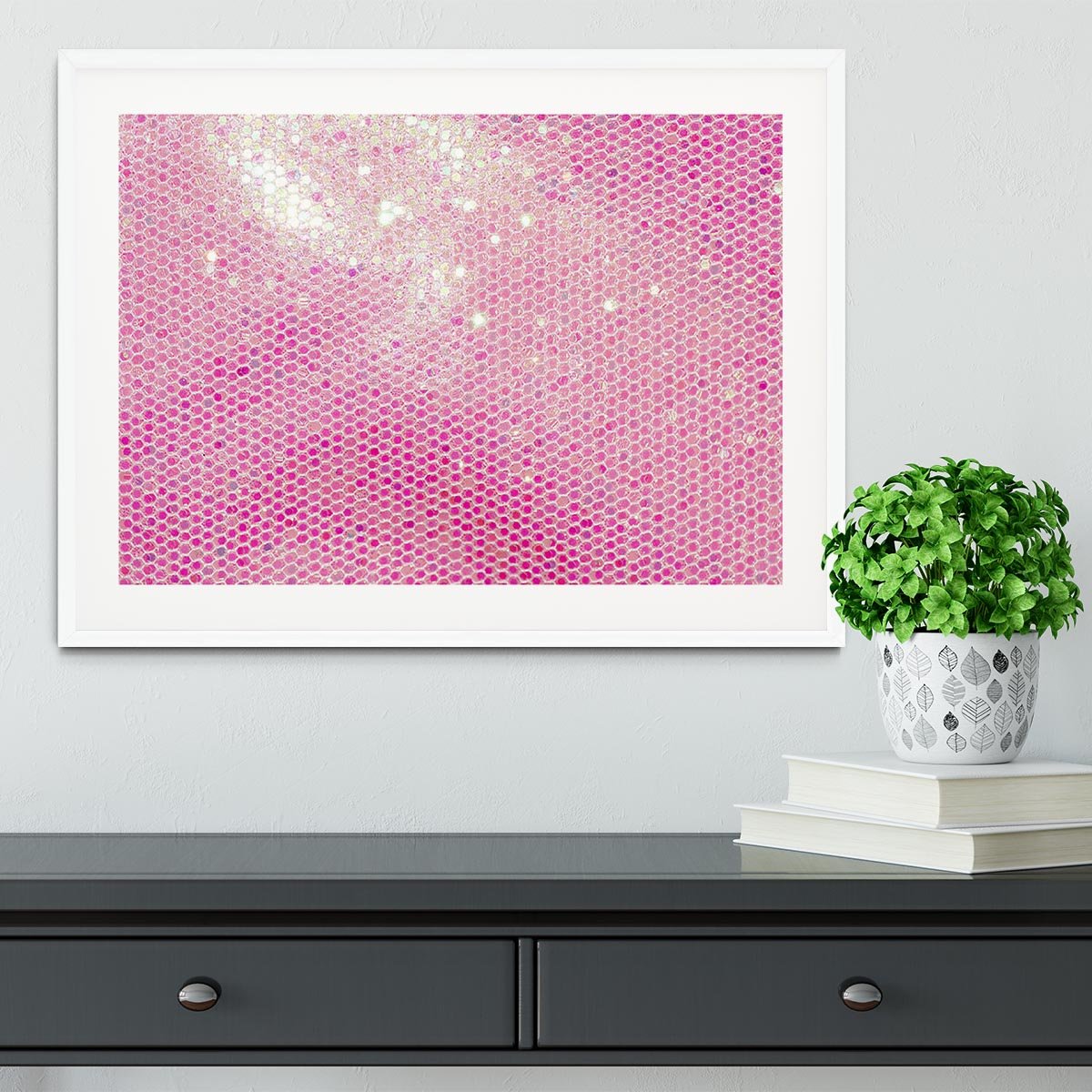 Pale pink sequin fabric Framed Print - Canvas Art Rocks - 5