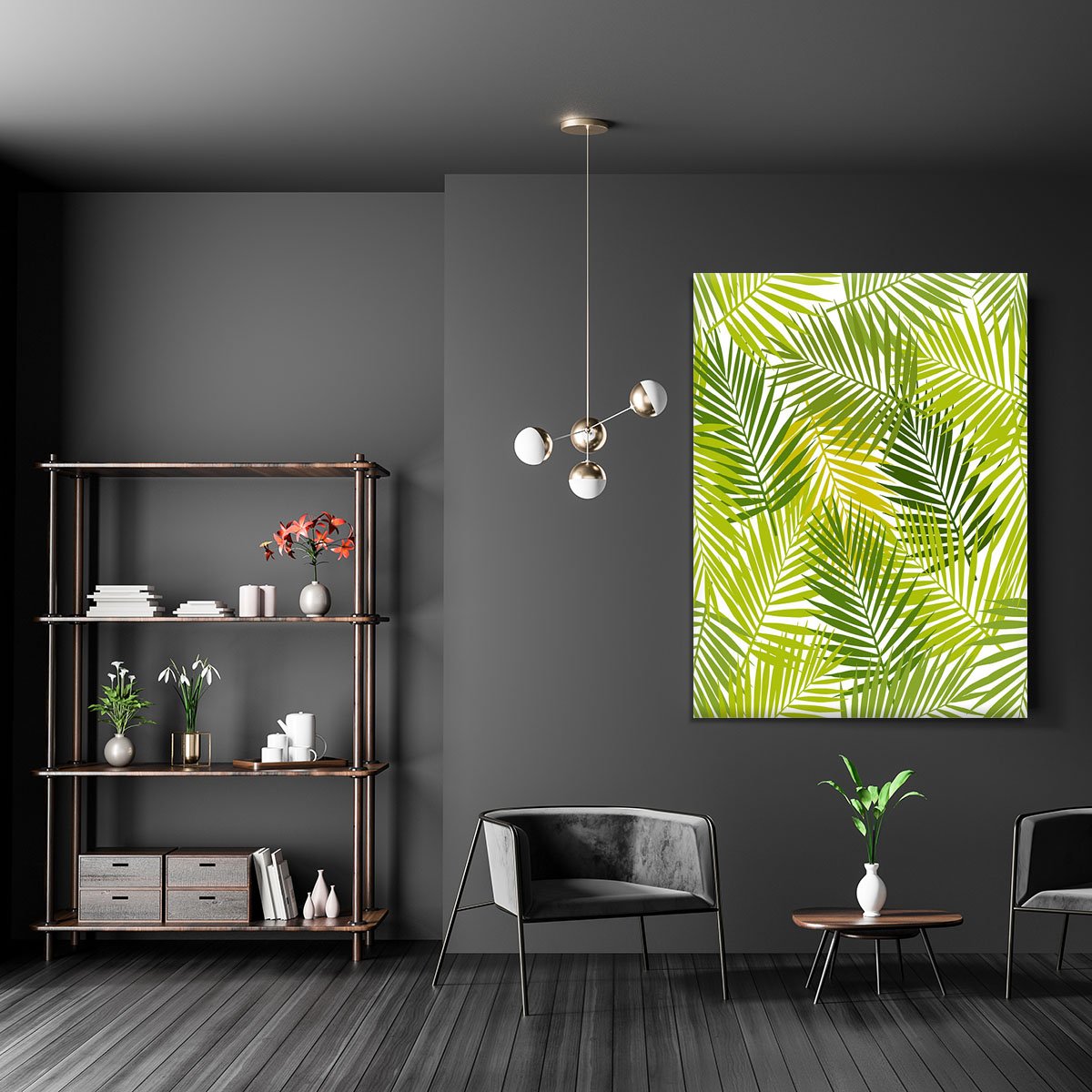 Palm leaf silhouettes seamless Canvas Print or Poster
