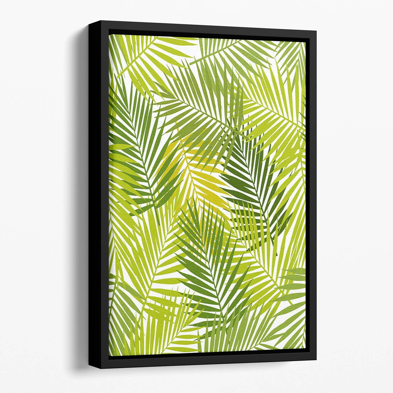Palm leaf silhouettes seamless Floating Framed Canvas