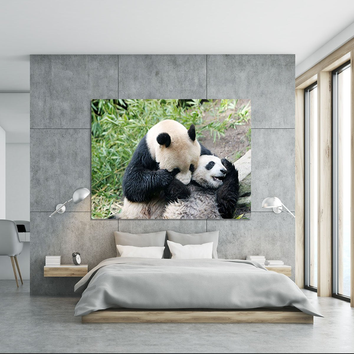 Panda bear and her cub Canvas Print or Poster