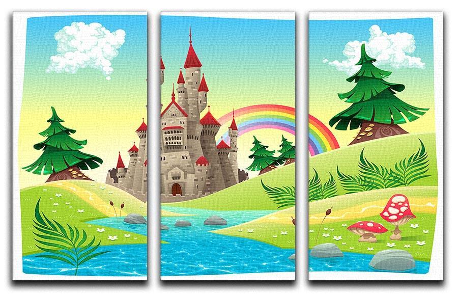 Panorama with castle 3 Split Panel Canvas Print - Canvas Art Rocks - 1
