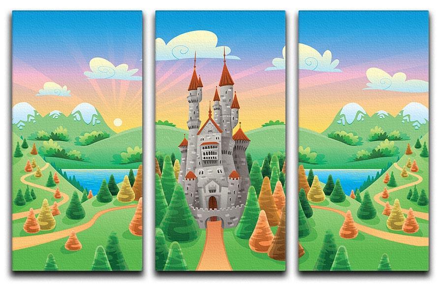 Panorama with medieval castle 3 Split Panel Canvas Print - Canvas Art Rocks - 1