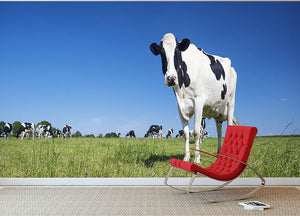Panoramic view of black and white cow Wall Mural Wallpaper - Canvas Art Rocks - 2