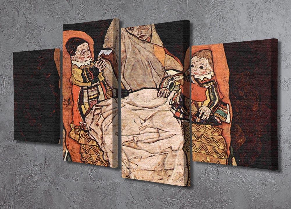 Parent with two children the mother by Egon Schiele 4 Split Panel Canvas - Canvas Art Rocks - 2