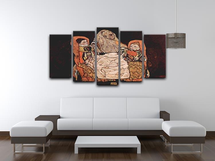Parent with two children the mother by Egon Schiele 5 Split Panel Canvas - Canvas Art Rocks - 3