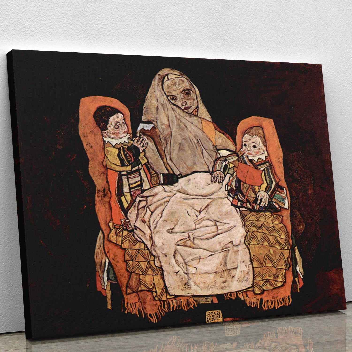 Parent with two children the mother by Egon Schiele Canvas Print or Poster