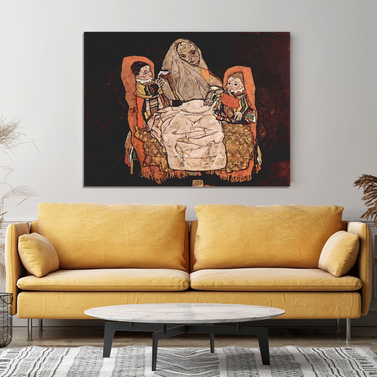 Parent with two children the mother by Egon Schiele Canvas Print or Poster