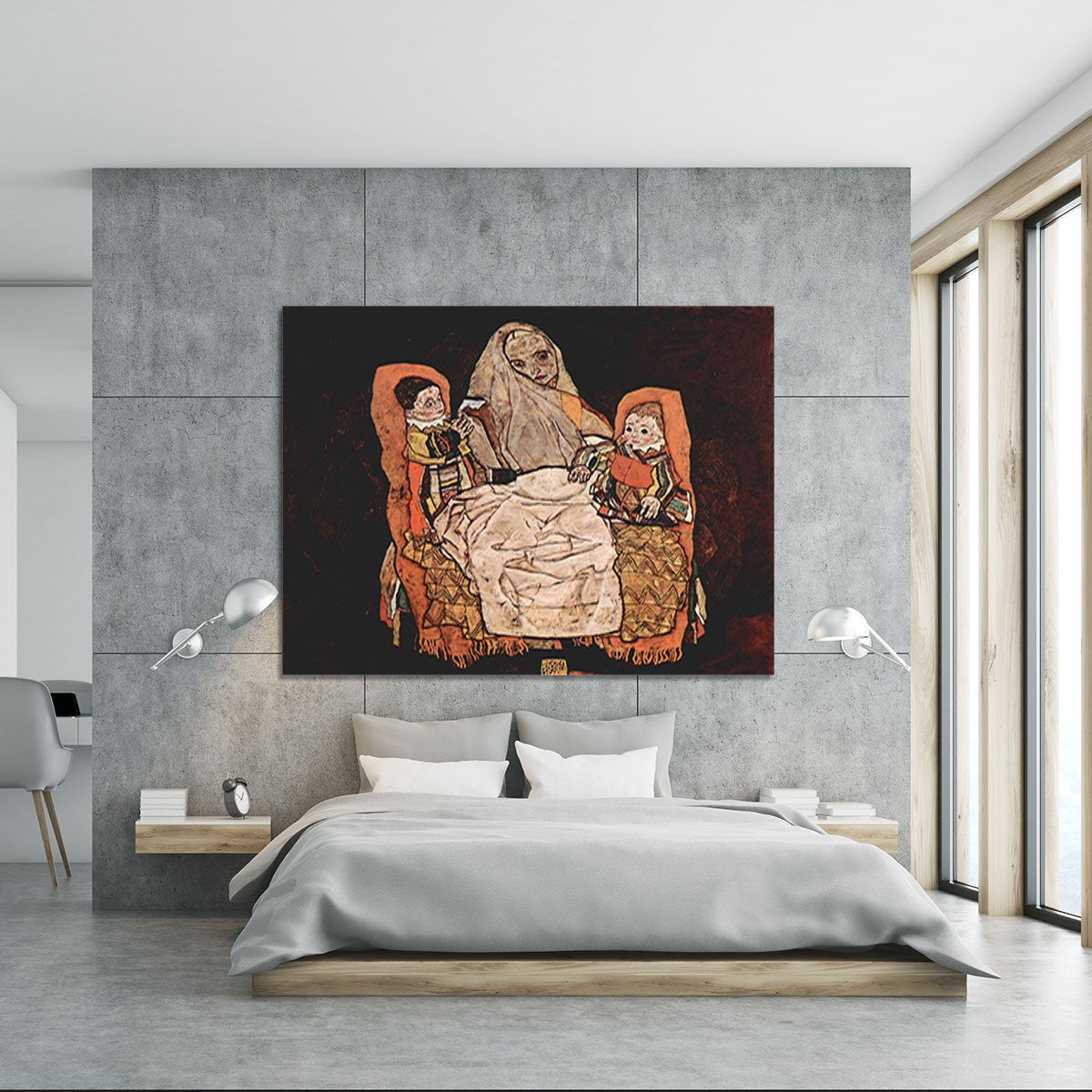 Parent with two children the mother by Egon Schiele Canvas Print or Poster