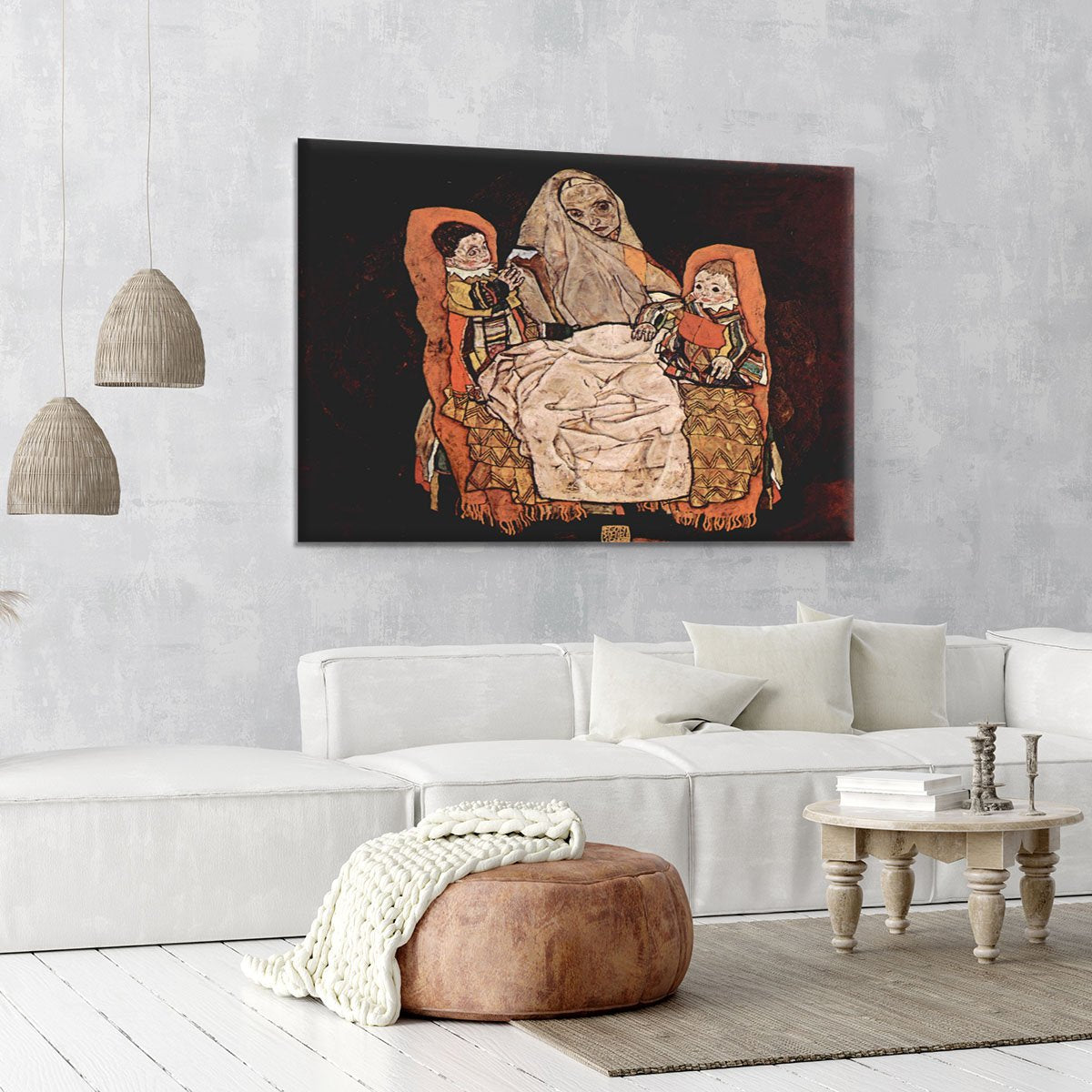Parent with two children the mother by Egon Schiele Canvas Print or Poster