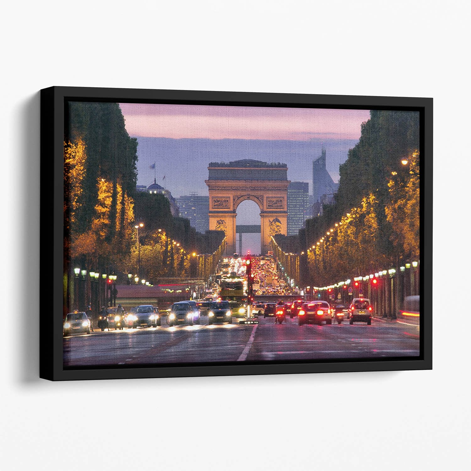 Paris Champs Elysees at night Floating Framed Canvas
