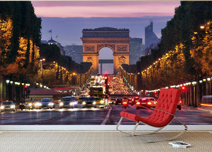 Paris Champs Elysees at night Wall Mural Wallpaper - Canvas Art Rocks - 2