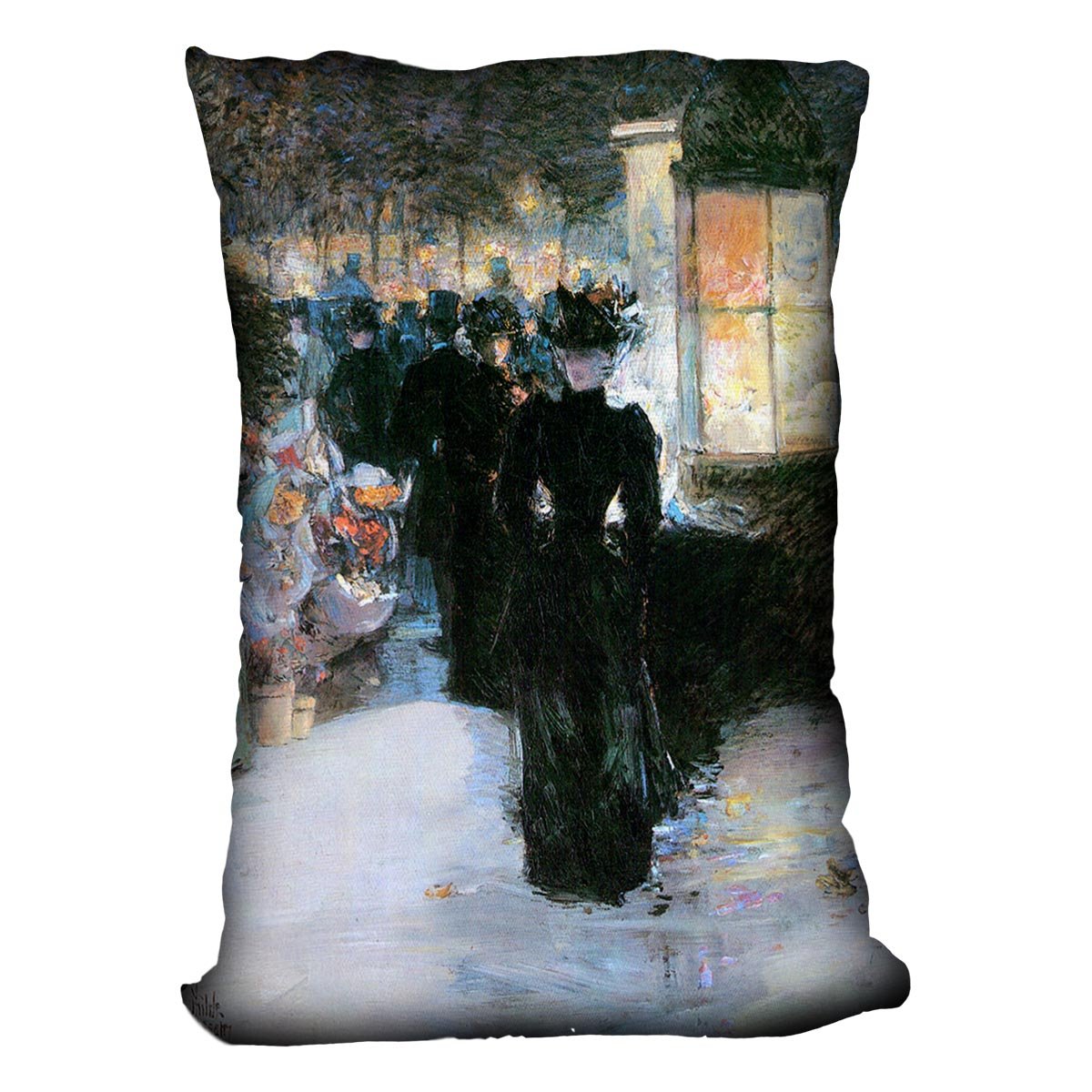 Paris Nocturne by Hassam Cushion - Canvas Art Rocks - 4