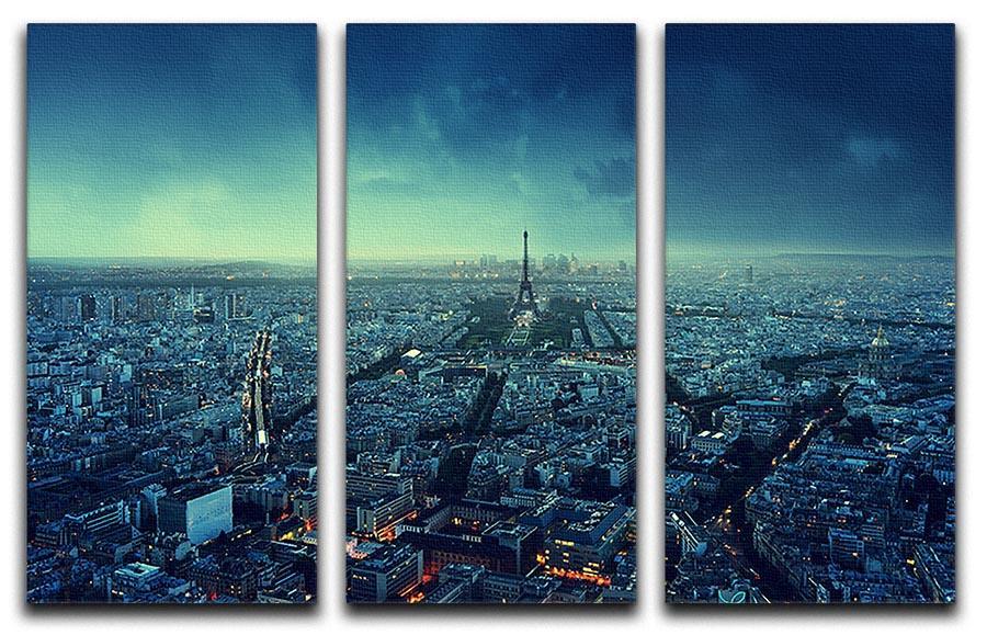 Paris skyline at sunset 3 Split Panel Canvas Print - Canvas Art Rocks - 1