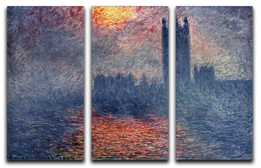 Parliament in London by Monet Split Panel Canvas Print - Canvas Art Rocks - 4