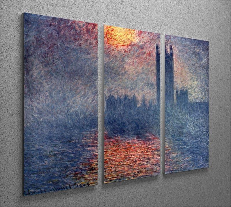Parliament in London by Monet Split Panel Canvas Print - Canvas Art Rocks - 4