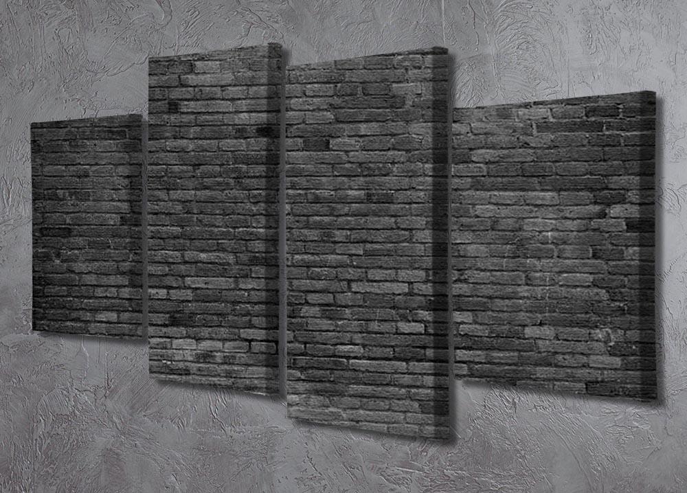 Part of black painted brick 4 Split Panel Canvas - Canvas Art Rocks - 2