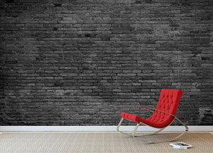 Part of black painted brick Wall Mural Wallpaper - Canvas Art Rocks - 2