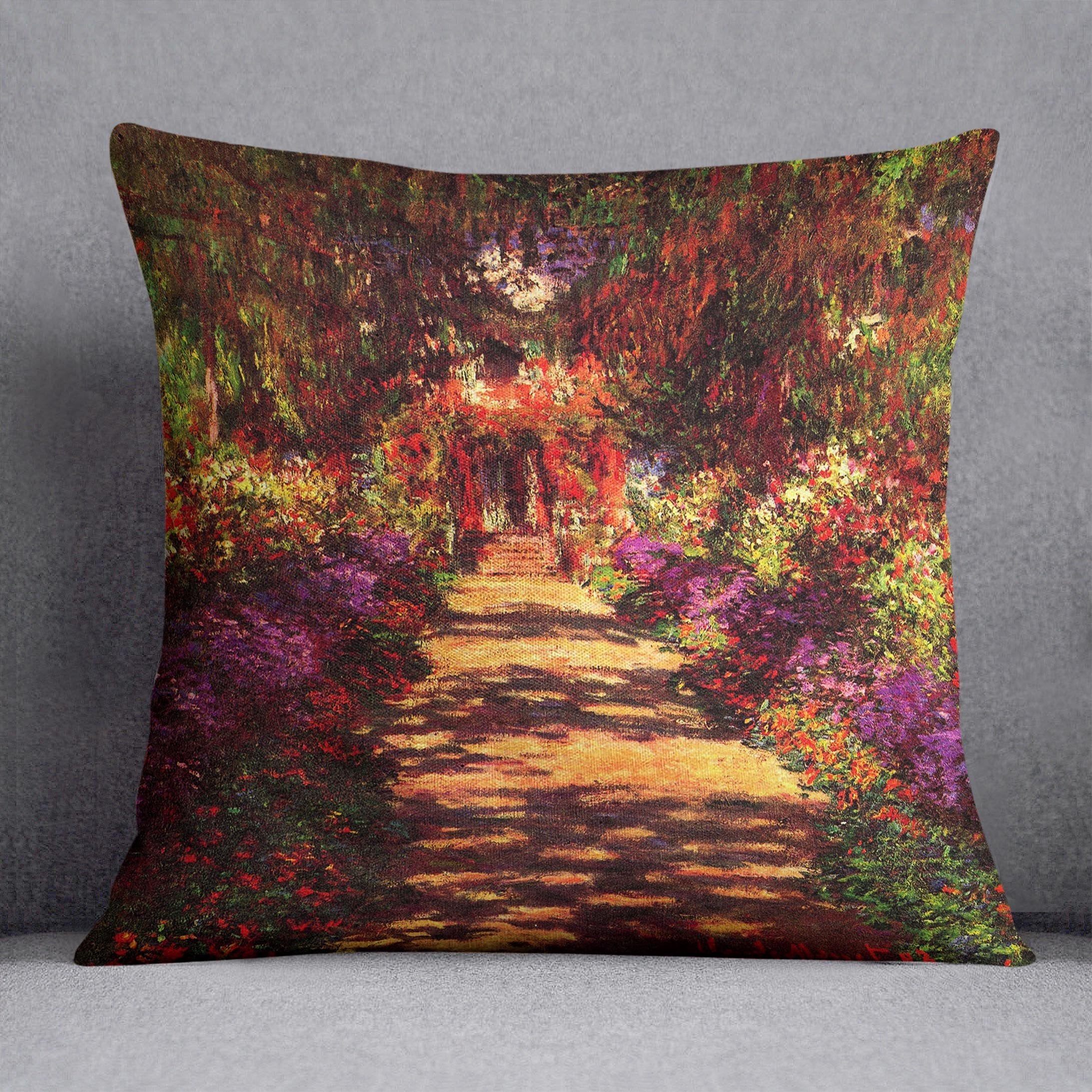 Path in Monets garden in Giverny by Monet Throw Pillow